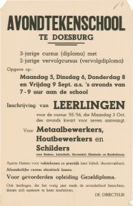 J3 Avondtekenschool Inschrijving van leerlingen voor 1955-1956 Maandag 5, dinsdag 6, donderdag 8 en vrijdag 9 september 1955 Doesburg