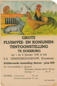F6 Pluimvee en konijnententoonstelling 1 en 2 januari 1949 R.K. Verenigingsgebouw, Doesburg