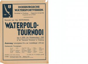 B29 Doesburgse Watersport Vereniging 7e Nationaal Waterpolo tournooi 2e Pinksterdag 6 juni 1949 Gemeente zwembad, Doesburg